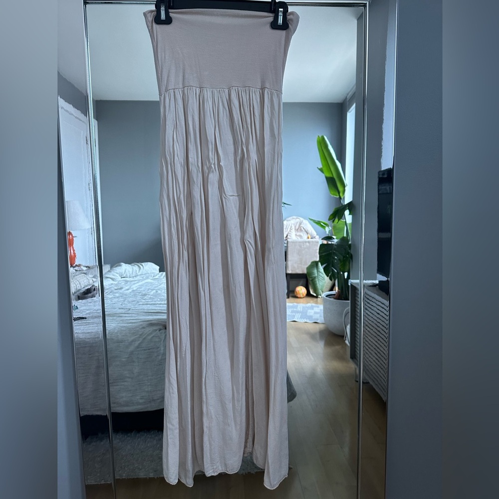 White Cream Bohemian Maxi Skirt Fold Over Size S